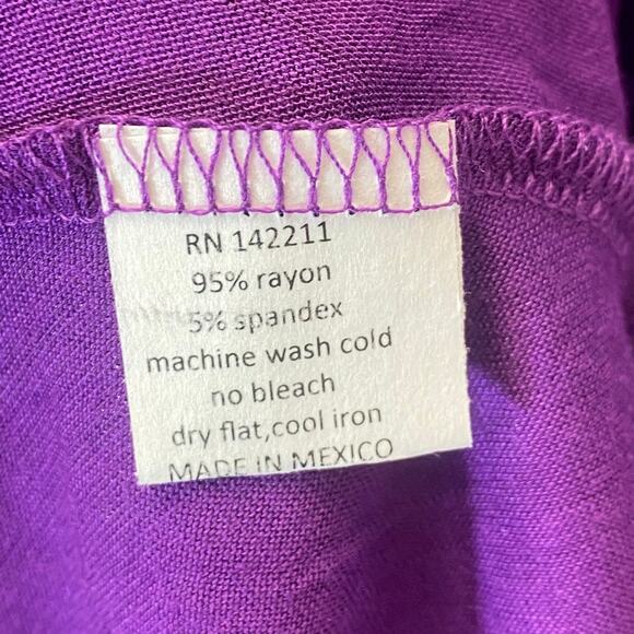 24/7 COMFORT APPAREL Women's Purple V-Neck 3/4 Sleeve Swing Tunic Top SZ S - Picture 8 of 8